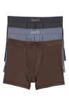 Skims 3-pack 3-inch Cotton & Modal Blend Boxer Briefs In Dark Sepia Multi
