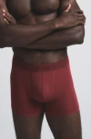 Skims 3-pack 3-inch Cotton & Modal Blend Boxer Briefs In Merlot Multi