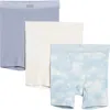 Skims 3-pack Cotton Rib Boxers In Blue Quartz Cloud Multi