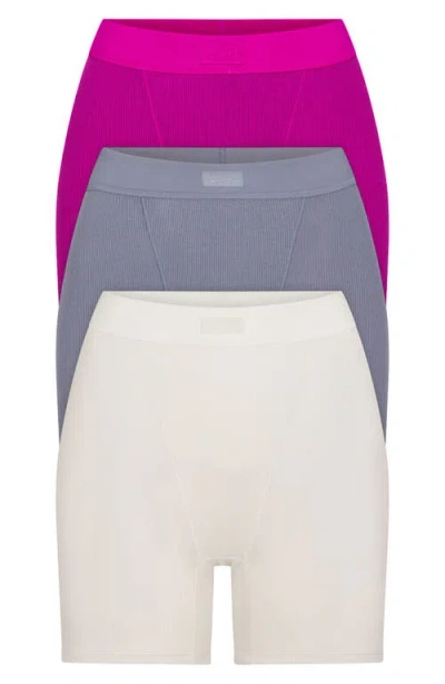 Skims 3-pack Cotton Rib Boxers In Lollipop Multi