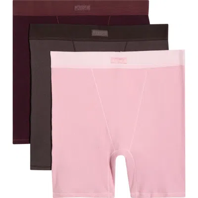 Skims 3-pack Cotton Rib Boxers In Multi