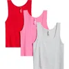Skims 3-pack Cotton Rib Tank In Sugar Pink Multi
