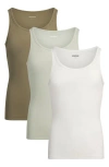Skims 3-pack Rib Stretch Cotton Tanks In Multi