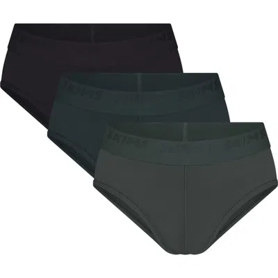 Skims 3-pack Seamless Modal Blend Briefs In Cypress Multi