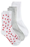 Skims 3-pack Sport Socks In Ruby Heart Multi