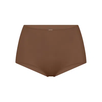 Skims Womens Cocoa High-rise Stretch-cotton Boy Shorts