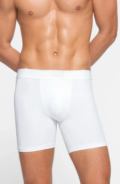 Skims 5-inch Cotton & Modal Blend Boxer Briefs In Chalk