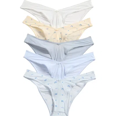 Skims 5-pack Fits Everybody Assorted Picot Tangas In Blue Quartz Multi