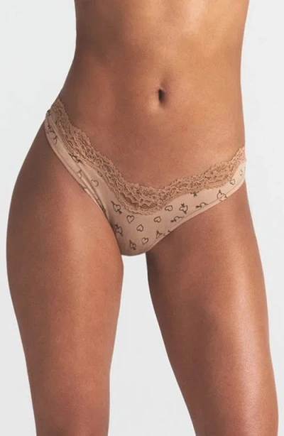 Skims 5-pack Fits Everybody Lace Dipped Thong In Brown