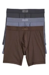 Skims Assorted 3-pack 5-inch Cotton Boxer Briefs In Dark Sepia Multi