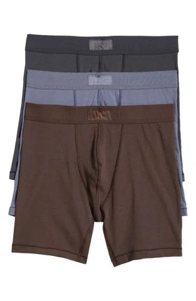 Skims Assorted 3-pack 5-inch Cotton Boxer Briefs In Dark Sepia Multi