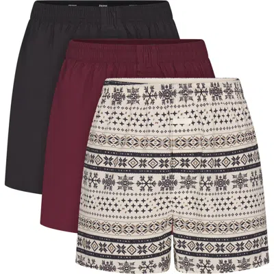 Skims Assorted 3-pack Cotton Poplin Boxers In Multi