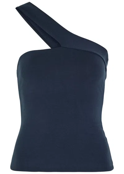 Skims Asymmetric Stretch-cotton Top In Blue