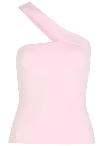 Skims Asymmetric Stretch-cotton Top In Pink