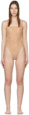 Skims Beige After Hours Bodysuit In Ochre