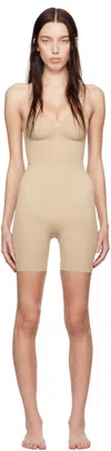 Skims Womens Clay Seamless Sculpt Slim-fit Stretch-woven Bodysuit In Clay