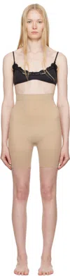 Skims Beige Sheer Seamless High-waisted Mid Thigh Shorts