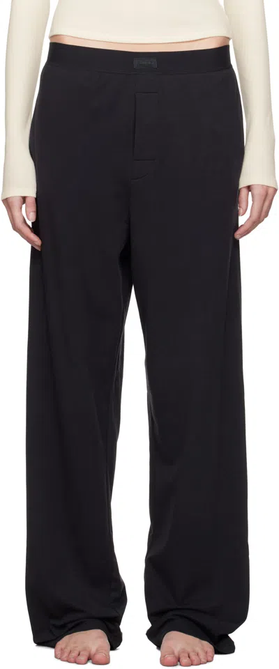 Skims Black Boyfriend Loose Lounge Pants In Onyx