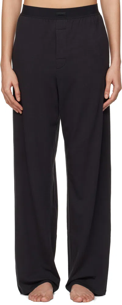 Skims Black Boyfriend Loose Lounge Pants In Onyx