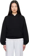 Skims Black Cotton Fleece Classic Hoodie In Onyx