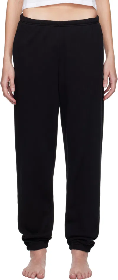 Skims Black Cotton Fleece Classic Jogger Lounge Pants In Onyx