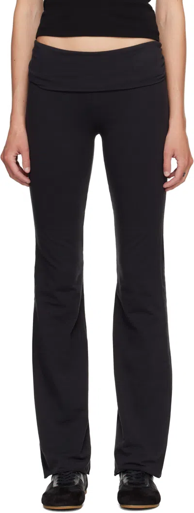 Skims Black Cotton Jersey Foldover Lounge Pants
