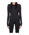 Skims Black Cotton Rib Long Sleeve T-shirt In Black