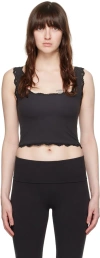 Skims Womens Onyx Fits Everybody Lace Square-neck Stretch-woven Tank Top In Onyx