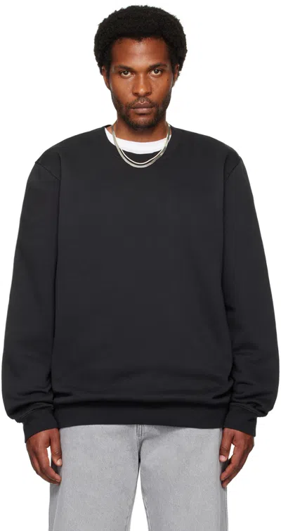 Skims Black Fleece Lounge Crewneck Sweatshirt In Washed Onyx