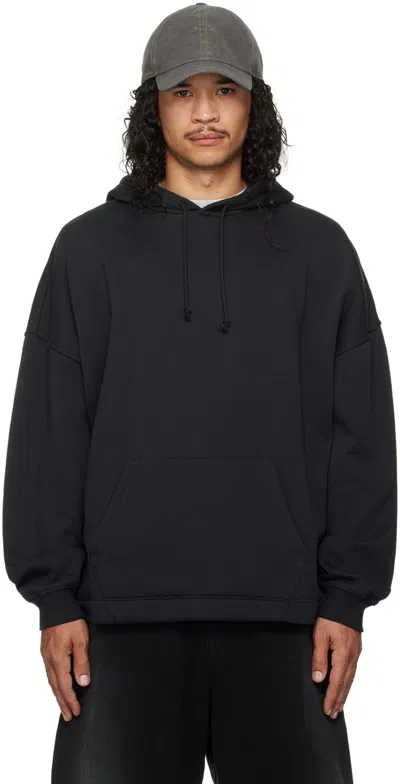 Skims Black Fleece Lounge Oversized Hoodie In Washed Onyx