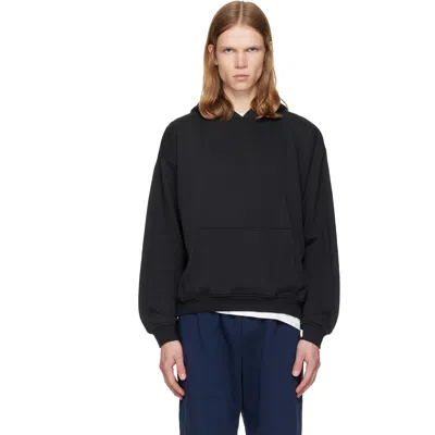 Skims Black Fleece Lounge Relaxed Hoodie In Onyx