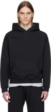 Skims Black Fleece Lounge Relaxed Hoodie In Washed Onyx