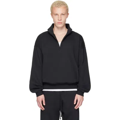 Skims Black Fleece Lounge Relaxed Quarter Zip Sweatshirt