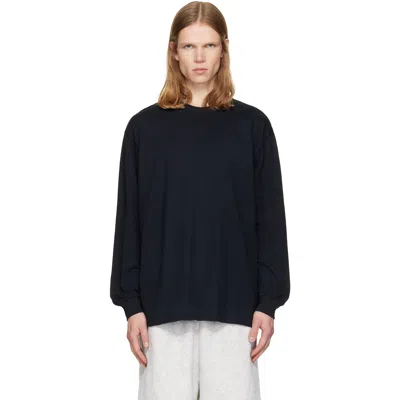 Skims Black Heavyweight Cotton Relaxed Long Sleeve T-shirt In Obsidian