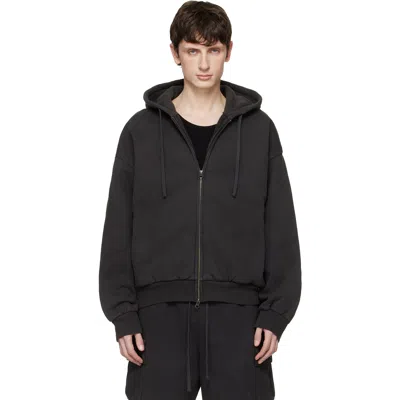 Skims Black Heavyweight Fleece Zip-up Hoodie