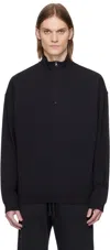 Skims Black Jersey Lounge Relaxed Quarter Zip Sweatshirt In Obsidian