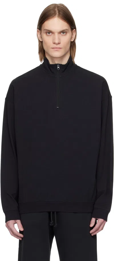 Skims Black Jersey Lounge Relaxed Quarter Zip Sweatshirt In Obsidian