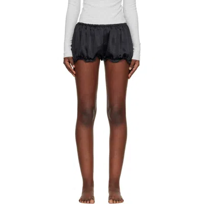 Skims Black Lightweight Satin Bloomer Shorts