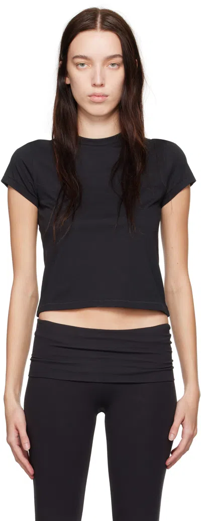 Skims Black Relaxed Tees Shrunken T-shirt In Onyx