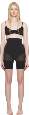 Skims Black Sheer Seamless High-waisted Mid Thigh Shorts