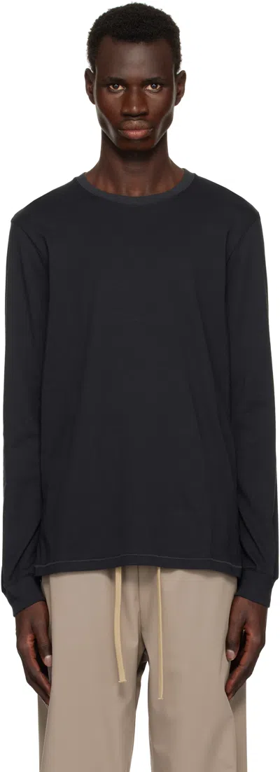 Skims Black ' Cotton' Classic Long Sleeve T-shirt In Onyx