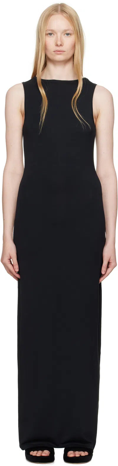 Skims Black Smooth Layers Long Boat Neck Maxi Dress