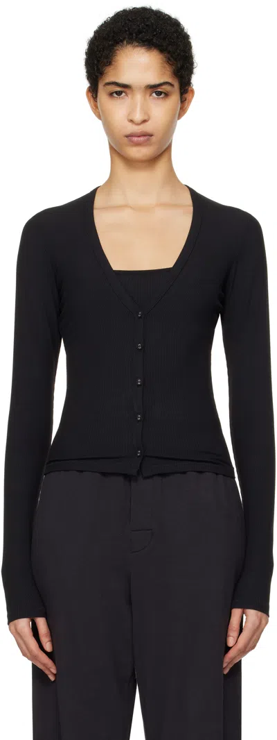 Skims Black Soft Lounge Cardigan In Onyx