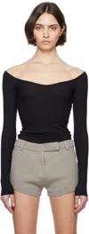 Skims Black Soft Lounge Off The Shoulder Top In Onyx