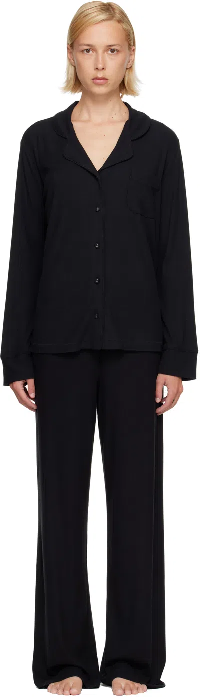 Skims Black Soft Lounge Sleep Pyjama Set