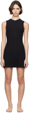 Skims Black Soft Lounge V Neck Tank Minidress In Onyx
