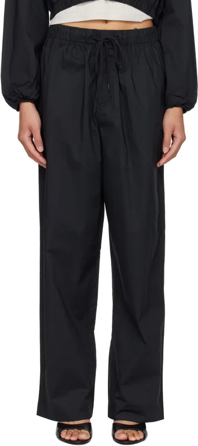 Skims Black Woven Cotton Oversized Straight Leg Trousers