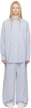 Skims Blue & White Cotton Poplin Oversized Sleep Pyjama Set