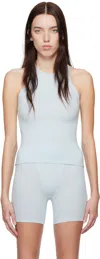 Skims Blue Cotton Jersey Crew Neck Tank Top In Opal