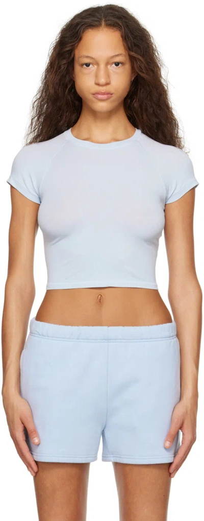 Skims Blue New Vintage Cropped Raglan T-shirt In Periwinkle